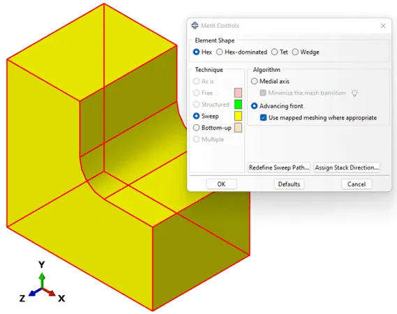 Hexahedral meshing in Abaqus CAE